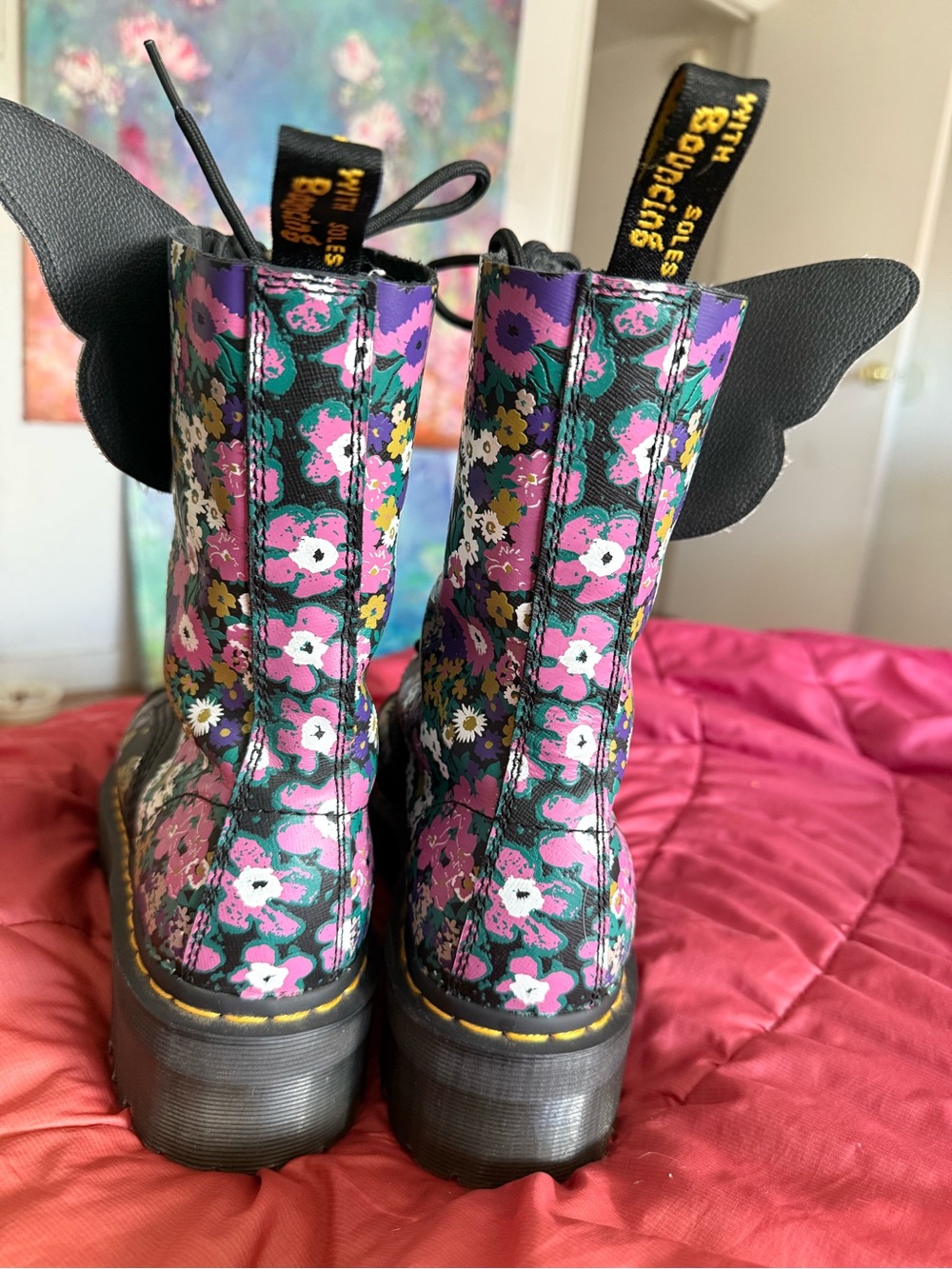 Dr. Martens Sinclair hi Floral  Platform Lace-Up / zip up Boots - Picture 6 of 9
